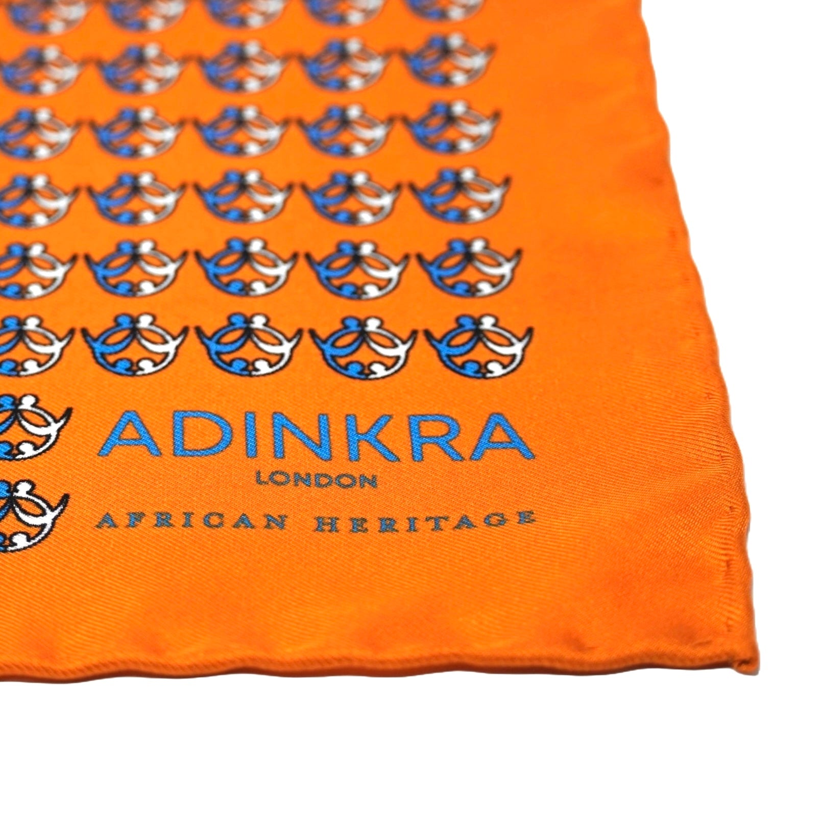 Ti Koro Nko Agyina hand-rolled silk pocket square