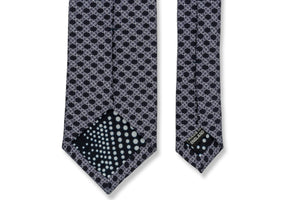 Mpatapo Hand-Finished Silk Tie - White on Dark Navy