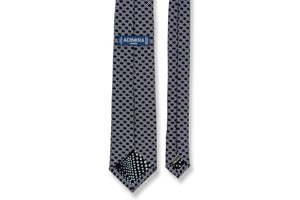 Mpatapo Hand-Finished Silk Tie - White on Dark Navy