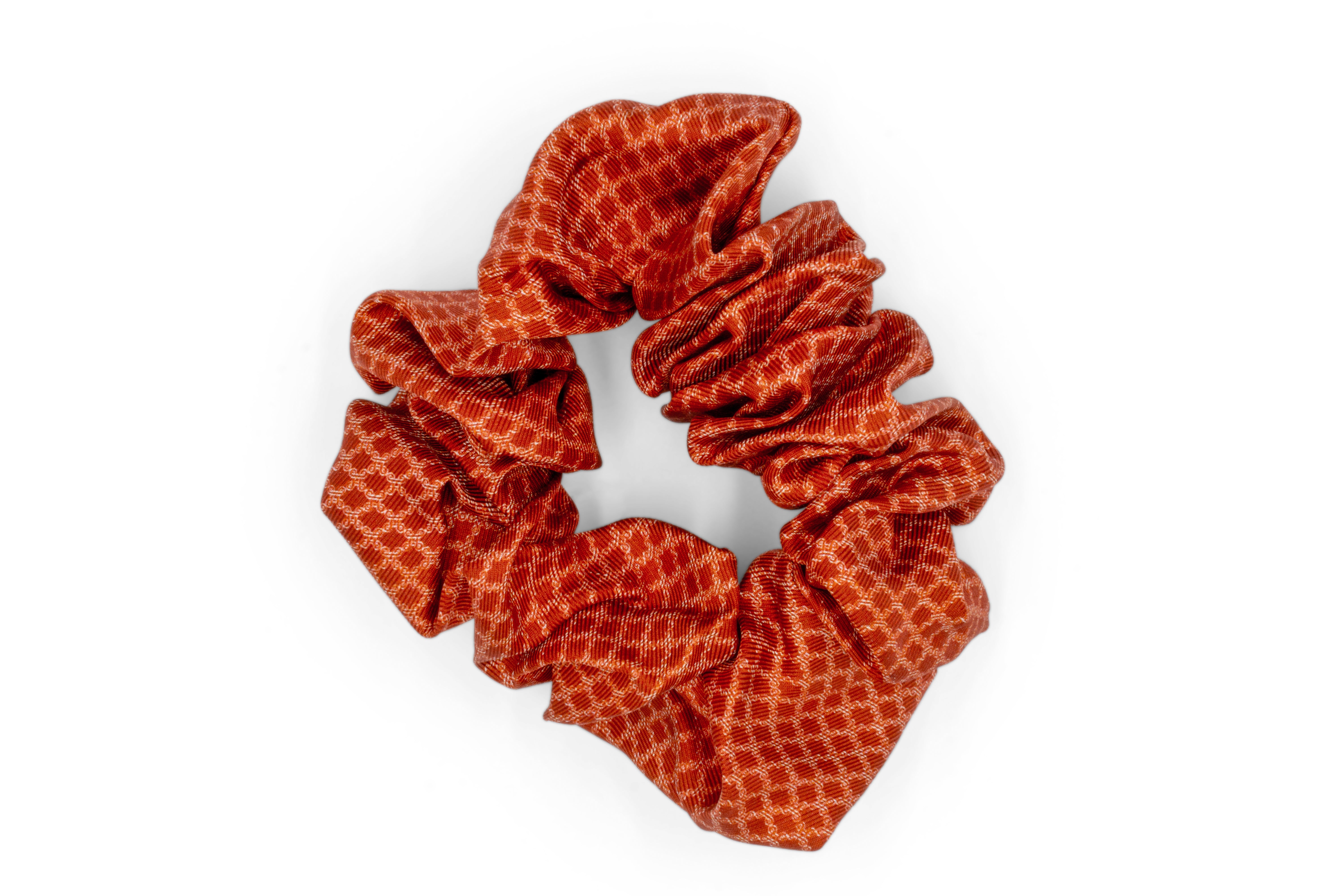 Mpatapo Silk Scrunchie (White on Red - Small)