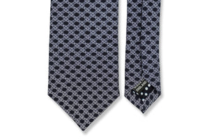 Mpatapo Hand-Finished Silk Tie - White on Dark Navy