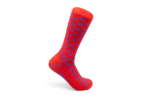 Ti Koro Nko Agyina Combed Cotton Socks (Blue on Red)