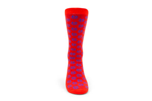 Ti Koro Nko Agyina Combed Cotton Socks (Blue on Red)