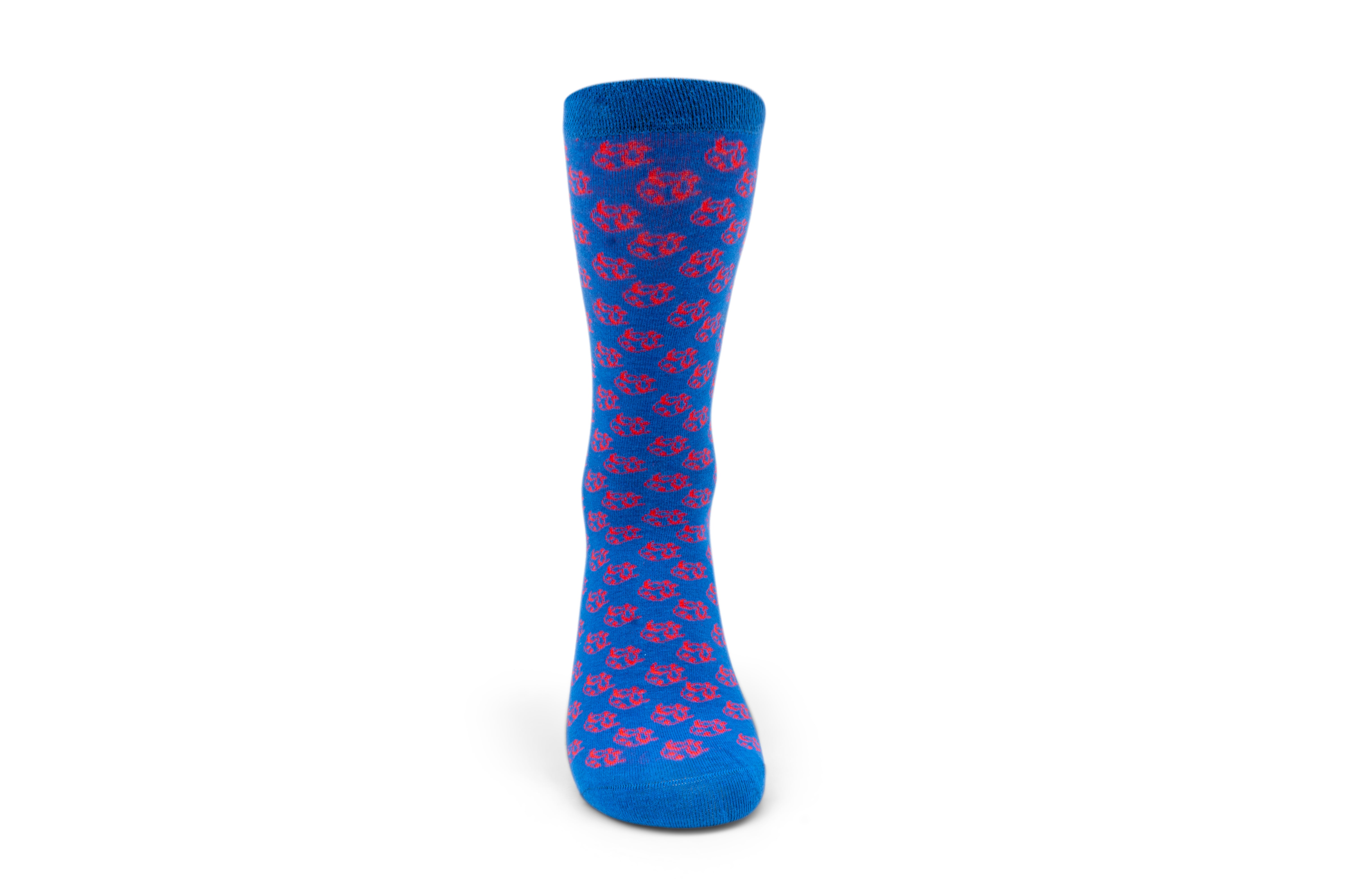 Ti Koro Nko Agyina Combed Cotton Socks (Red on Blue)