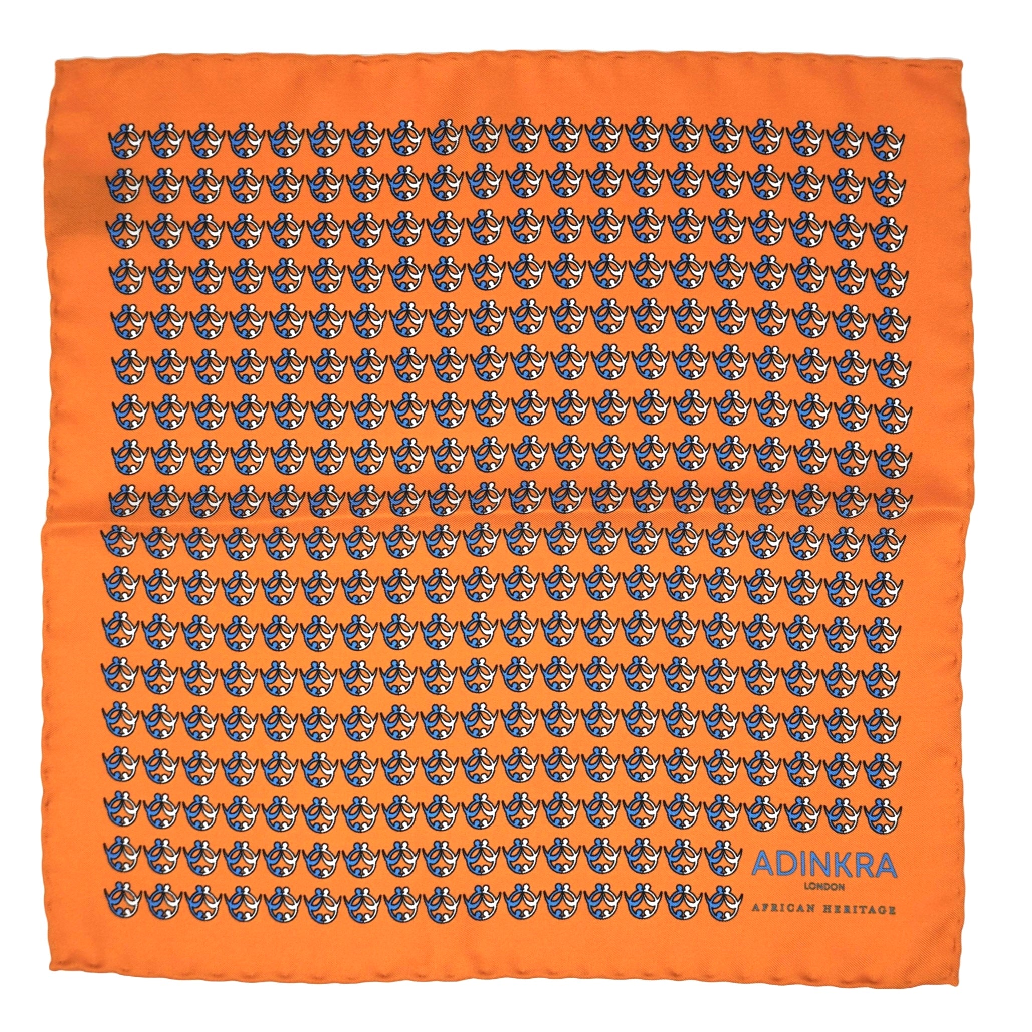 Ti Koro Nko Agyina hand-rolled silk pocket square