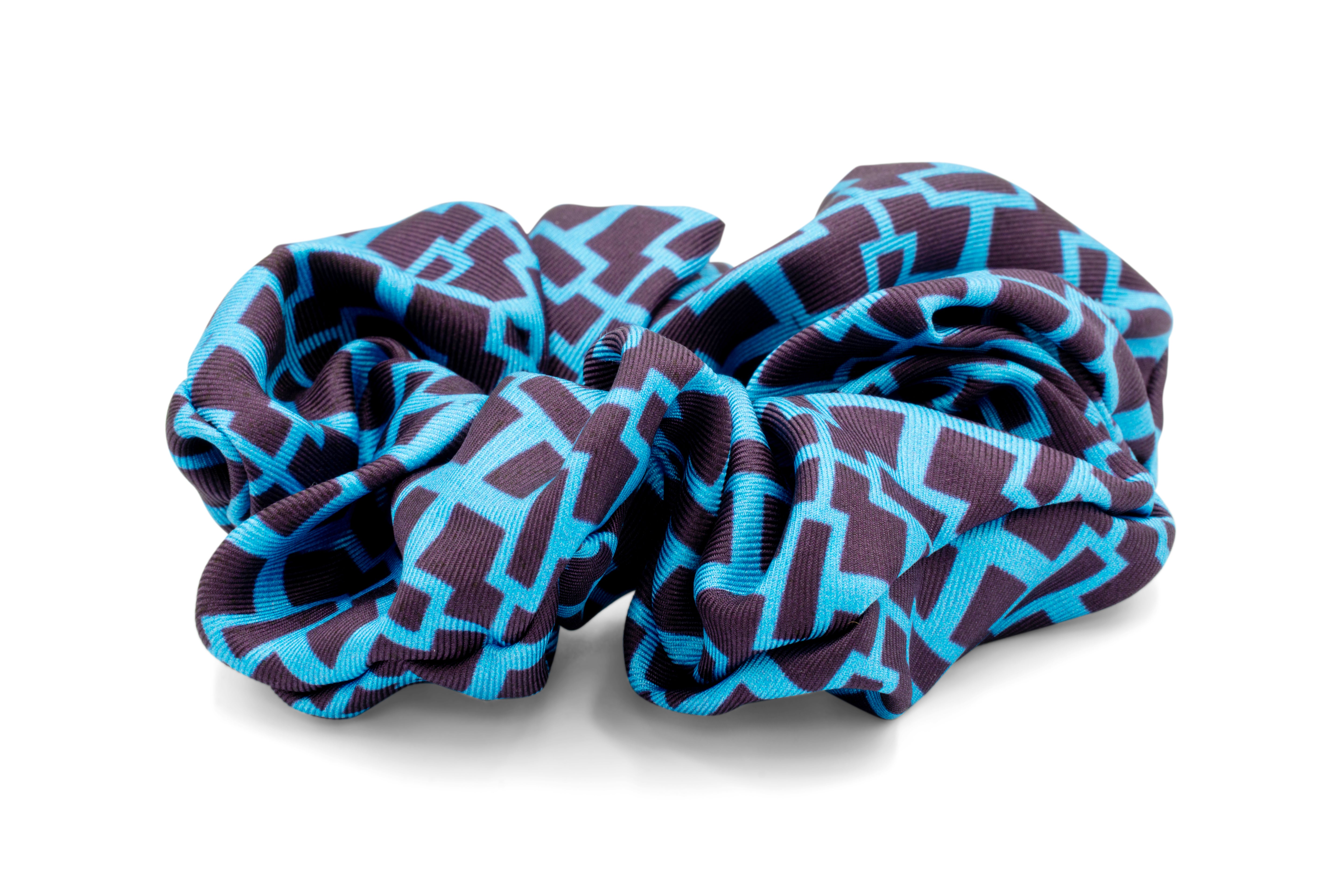 NSAA Silk Scrunchie (Blue on Purple Large Motif)