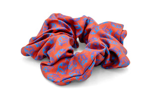 Ti Koro Nko Agyina Silk Scrunchie (Purples on Red)