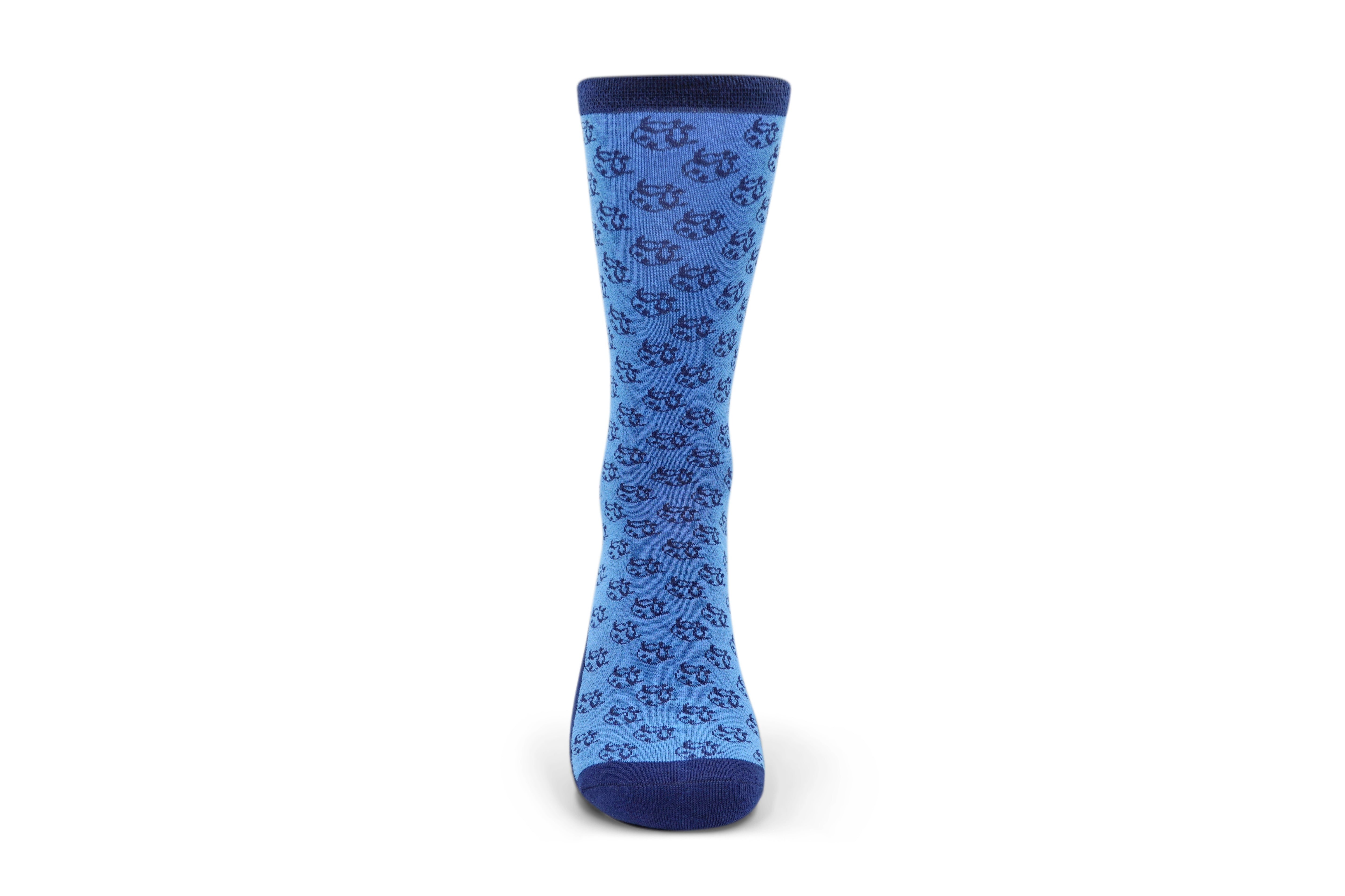 Ti Koro Nko Agyina Combed Cotton Socks (Navy on Sky Blue)