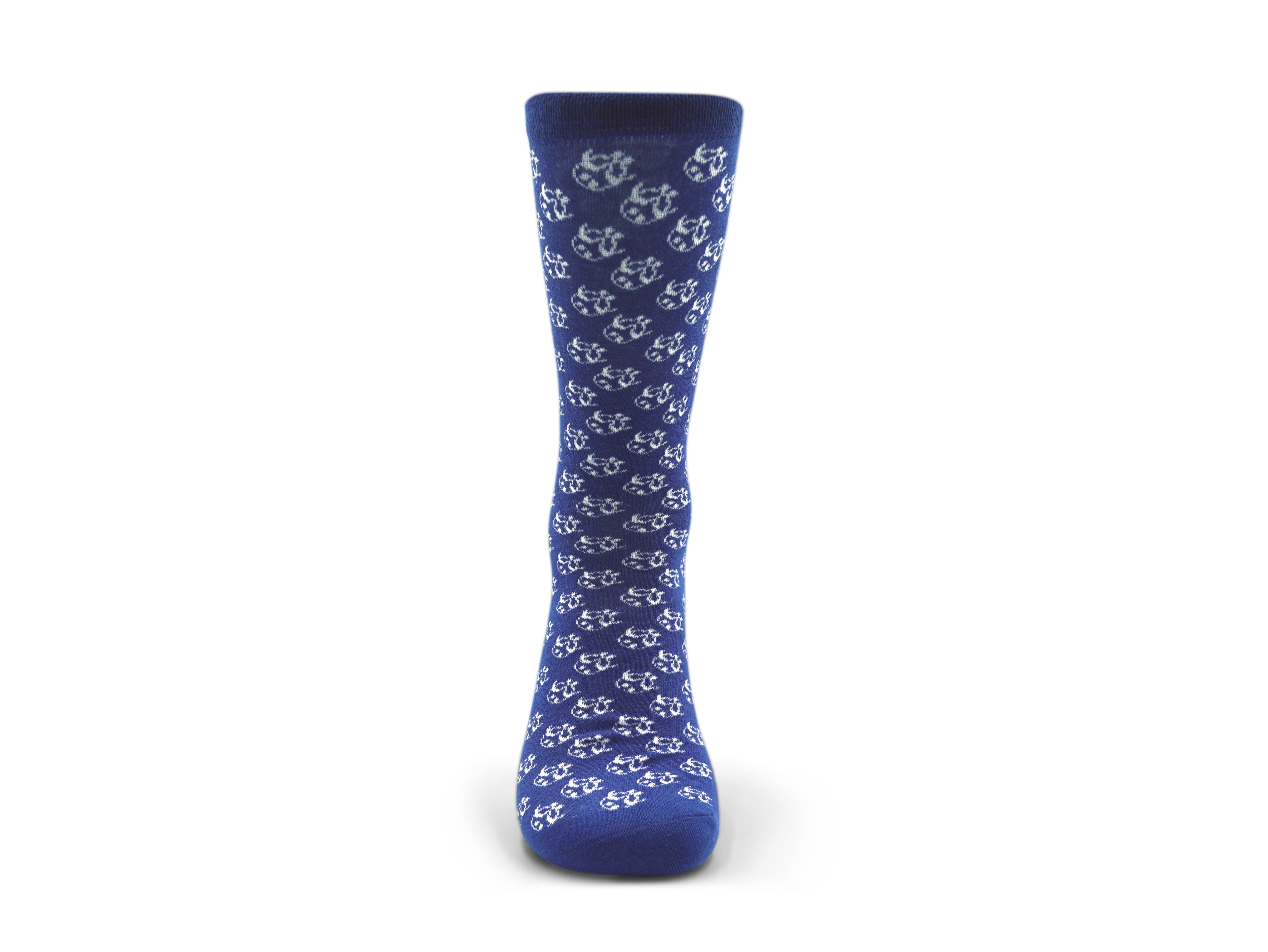 Ti Koro Nko Agyina Combed Cotton Socks (White on Navy)